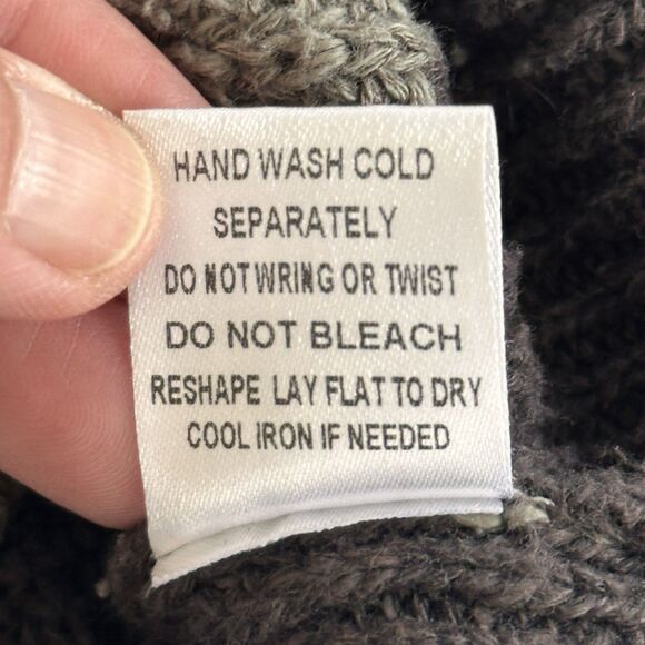 Skies Are Blue Color Block Sweater Women's Size Small Cowl Neck Green Gray Brown - Picture 8 of 8